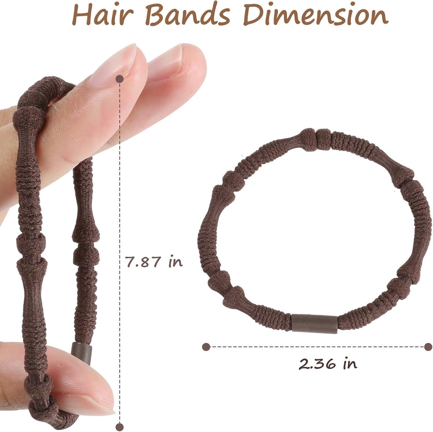 Boho Hair Ties, 20 PCS of 4 Styles Cute Bands for Thick or Thin Hair, No Damage Elastic Bracelets, Brown Hair Accessories for Girls and Women - Image 2