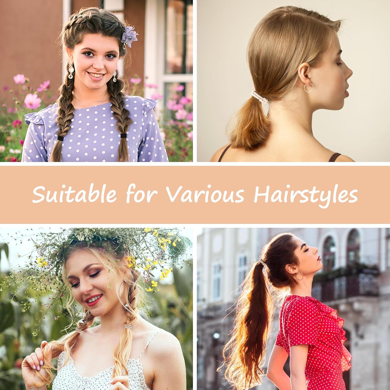 Boho Hair Ties, 20 PCS of 4 Styles Cute Bands for Thick or Thin Hair, No Damage Elastic Bracelets, Brown Hair Accessories for Girls and Women - Image 6