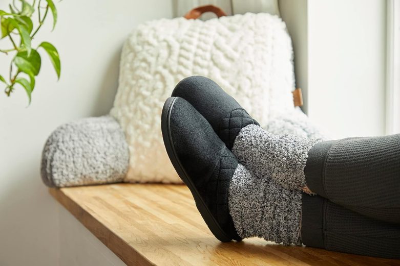 Women's Fuzzy Memory Foam Cable Knit Claire Clog House Slipper with Wide Widths - Image 2